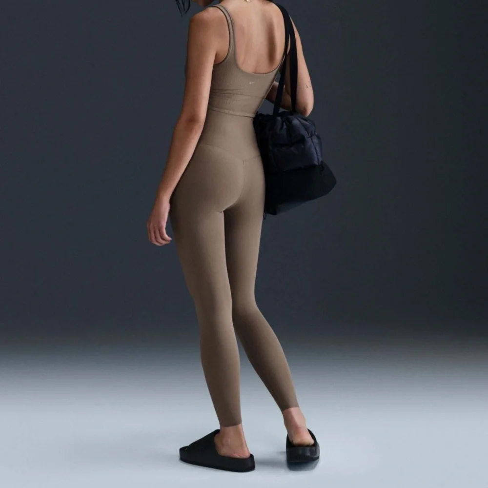NIKE Zenvy High Waist Leggings Mink Brown NEW